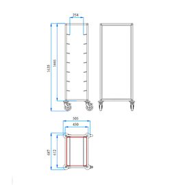 Tablett-Abräumwagen 1/7 EN TAWALU  | 370 x 530 mm  H 1650 mm | Bordabstand 175 mm Produktbild 1 S
