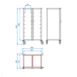 Tablett-Abräumwagen 2/14 EN TAWALU  | 370 x 530 mm  H 1650 mm | Bordabstand 175 mm Produktbild 1 S