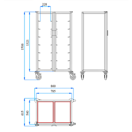Tablett-Abräumwagen 2/14 UNI TAWALU  | 344 x 460 mm  H 1506 mm | Bordabstand 175 mm Produktbild 1 S