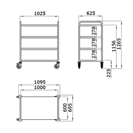 Servierwagen SW 10x6/4 | 4 Borde | Rollen luftidentisch Produktbild 2 S