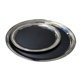 Tablett Edelstahl vinylbeschichtet | rund  Ø 355 mm  | rutschfest Produktbild