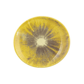 Frühstücksteller BATIK KURKUMA oval 210 mm x 192 mm | Porzellan gelb Produktbild