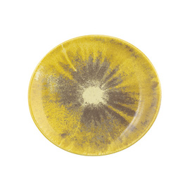 Speiseteller BATIK KURKUMA oval 250 mm x 230 mm | Porzellan gelb Produktbild
