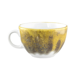 Milchkaffeetasse BATIK KURKUMA 370 ml Porzellan gelb mit Dekor Produktbild