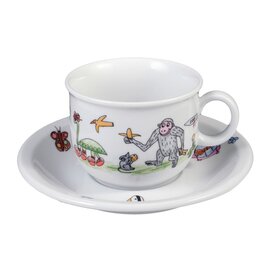 Kindertasse Compact mit Henkel 210 ml Porzellan mehrfarbig Dekor "Zoo" mit Untertasse Produktbild