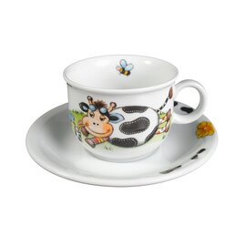 Kindertasse Compact mit Henkel 210 ml Porzellan mehrfarbig Dekor "Kühe" mit Untertasse Produktbild