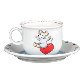 Kindertasse Compact mit Henkel 210 ml Porzellan mehrfarbig Dekor "Mäuse" mit Untertasse Produktbild 1 S