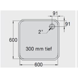 Spülbecken E 6 x 6 x 3 Edelstahl 600 x 600 x 300 mm Produktbild