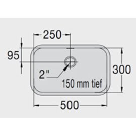 Spülbecken E 5 x 3 x 1,5 Edelstahl 500 x 300 x 150 mm | Überlaufprägung Produktbild