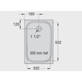 Einbau-Schwenkbecken EE 3,8 x 5,8 Edelstahl 302 x 502 x 300 mm | Auslauftyp mittig Produktbild