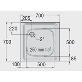 Spültischabdeckung | Ausgussbecken AB 7x7 1 Becken | 500 x 500 x 250 mm L 700 mm B 700 mm Produktbild