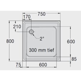 Spültischabdeckung | Ausgussbecken AB 7,5x8 1 Becken | 600 x 600 x 300 mm L 750 mm B 800 mm Produktbild