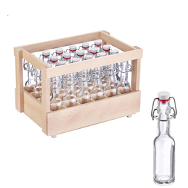 Mini-Bügelverschlussflaschen 40 ml | 24 Stück im Holzdisplay Produktbild
