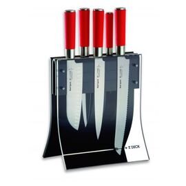 Messerblock "4KNIVES" mit 6 Messern aus Serie "Red Spirit"; Block aus Acrylglas mit Klarsichtfront, Magnethalterung, B x T x H: 24 x 115 x 41 cm Produktbild