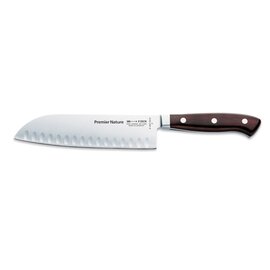 Santoku Kullenschliff, Grenadill-Holz, Klingenlänge 18 cm, Serie Premier Nature Produktbild