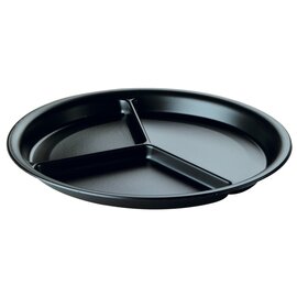 RESTPOSTEN | Kunststoffteller Polystyrol schwarz  Ø 260 mm | 3 Fächer | 2 x 50 Stück | Einweg Produktbild
