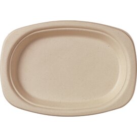 Teller Bagasse braun oval  Ø 220 mm | Einweg Produktbild