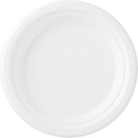 Teller 300 ml Bagasse weiß  Ø 160 mm | Einweg Produktbild