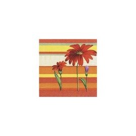 Zelltuch-Servietten Tropic Zelltuch 1/4 orange mit Dekor Blumen | Streifen 240 mm x 240 mm | 8 x 250 Stück Produktbild