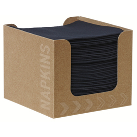 Cocktailservietten Dunisoft® schwarz in brauner Spenderbox 200 mm x 200 mm Produktbild