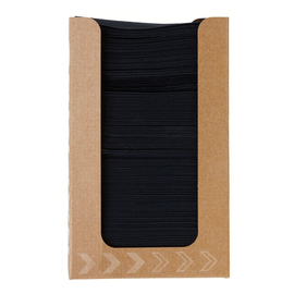 RESTPOSTEN | Cocktailservietten Dunisoft® schwarz in brauner Spenderbox 200 mm x 200 mm Produktbild