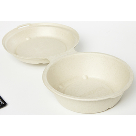 Snackbox ecoecho® 750 ml Zuckerrohr braun mit Klappdeckel max. +100°C Ø 185 mm H 70 mm Produktbild