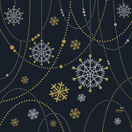 Zelltuch-Servietten SNOWFLAKE NECKLACE BLACK 3-lagig Falz 1/4 mit Dekor 330 mm  x 330 mm 4 x 250 Stück Produktbild