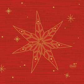 Zelltuch-Servietten Motiv STAR STORIES RED 3-lagig Falz 1/4 mit Dekor 240 mm  x 240 mm 20 x 50 Stück Produktbild