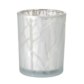 LED-Kerzenhalter | Teelichthalter SHIMMER Glas weiß  Ø 80 mm  H 100 mm Produktbild