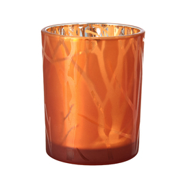 LED-Kerzenhalter | Teelichthalter SHIMMER Glas rostfarben  Ø 80 mm  H 100 mm Produktbild