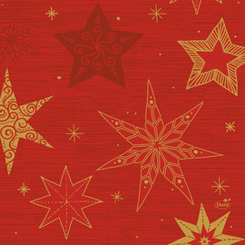 Zelltuch-Servietten Motiv STAR STORIES RED 3-lagig Falz 1/4 mit Dekor 330 mm  x 330 mm 4 x 250 Stück Produktbild
