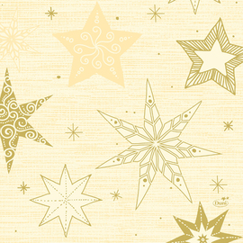 Zelltuch-Servietten Motiv STAR STORIES CREAM 3-lagig Falz 1/4 mit Dekor 330 mm  x 330 mm 4 x 250 Stück Produktbild