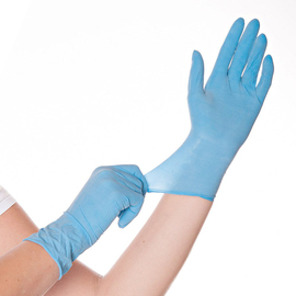 Latex-Handschuhe SKIN L blau leicht gepudert 240 mm Produktbild