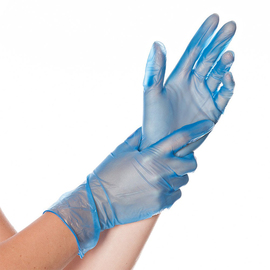 Vinyl-Handschuhe IDEAL L blau • puderfrei 240 mm Produktbild