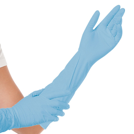 Nitril-Handschuhe S blau EXTRA SAFE SUPERLONG • puderfrei L 400 mm Produktbild