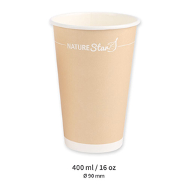 Kaffeebecher Einweg 400 ml NATURE Star Only Paper Pappe Ø 90 mm Produktbild