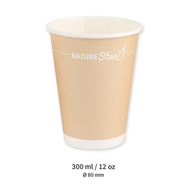 Kaffeebecher Einweg 300 ml NATURE Star Only Paper Pappe Ø 80 mm Produktbild