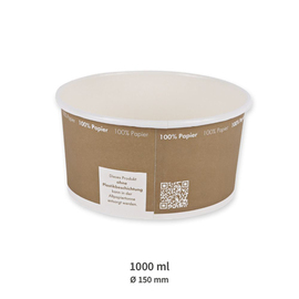 Bio-Schale Einweg | 1000 ml | NATURE Star Only Paper | Pappe Ø 150 mm Produktbild