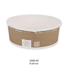 Bio-Schale Einweg | 1300 ml | NATURE Star Only Paper | Pappe Ø 185 mm Produktbild