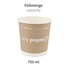 Suppenbecher Einweg | 750 ml NATURE Star Only Paper | Pappe Ø 115 mm Produktbild