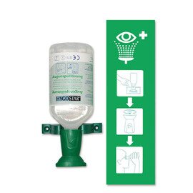 Augenspül-Station Wandhalterung | 1 Augenspülflasche | Anleitungstafel SINGLE 500 ml  L 90 mm  H 300 mm Produktbild