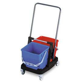 Doppeleimer-Rollwagen Sani Duo blau grau rot 4 Lenkrollen  | Presse Produktbild