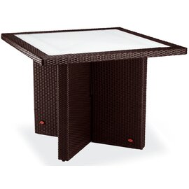Tisch Diva, quadratisch, 100 x 100 x 75 cm, geflochtenes Wangengestell, eingelegte, bruchsichere Glasplatte, Farbe: weiß Produktbild 0 L