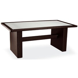 Tisch Diva, rechteckig, 180 x 100 x 75 cm, geflochtenes Wangengestell, eingelegte, bruchsichere Glasplatte, Farbe: mocca Produktbild 0 L