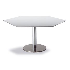 Tisch Turin, sechseckig, 120 x 140 cm, Schenkellänge 70 cm, Edelstahl-Look/grau Produktbild