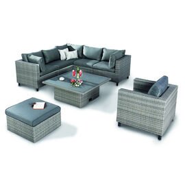 Lounge Gruppe BONAIRE  • 3 Eckelemente | 2 Mittelelemente | 1 Tisch  • grau Produktbild