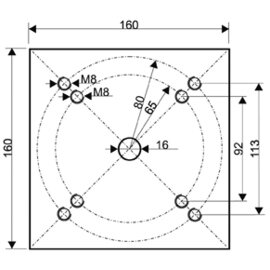 62330000 Universal-Bodenplatte, zum Einbetonieren, verzinkt, Montagefläche ca. 160 x 160 mm, Gesamthöhe ca. 42 cm Produktbild 2 S