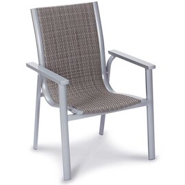 Stapelsessel Verona, niedere Rückenlehne, Aluminiumrahmen, Bestolan-Kunstfaser-Bespannung, Farbe: silber/ice Produktbild
