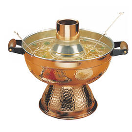 Chinesisches Fondue Set Kupfer | 3500 ml | 230 Volt | 6 Fonduesiebe|1 Rezeptbuch Produktbild