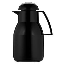Isolierkanne TOP 1 ltr schwarz Glaseinsatz Drehverschluss  H 258 mm Deckel gewölbt Produktbild